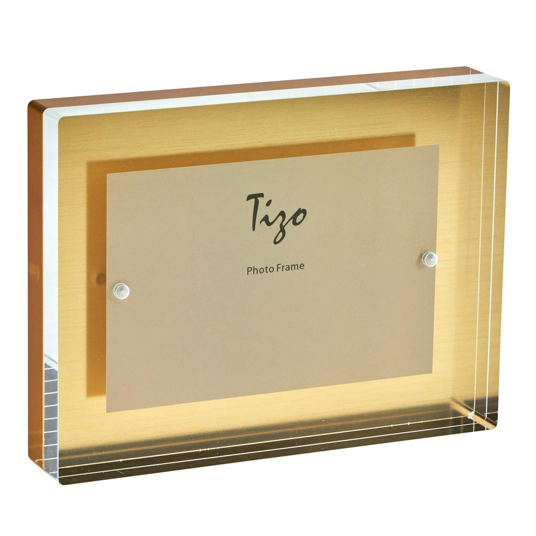 Tizo Lucite Floating Block Picture Frame (Gold)