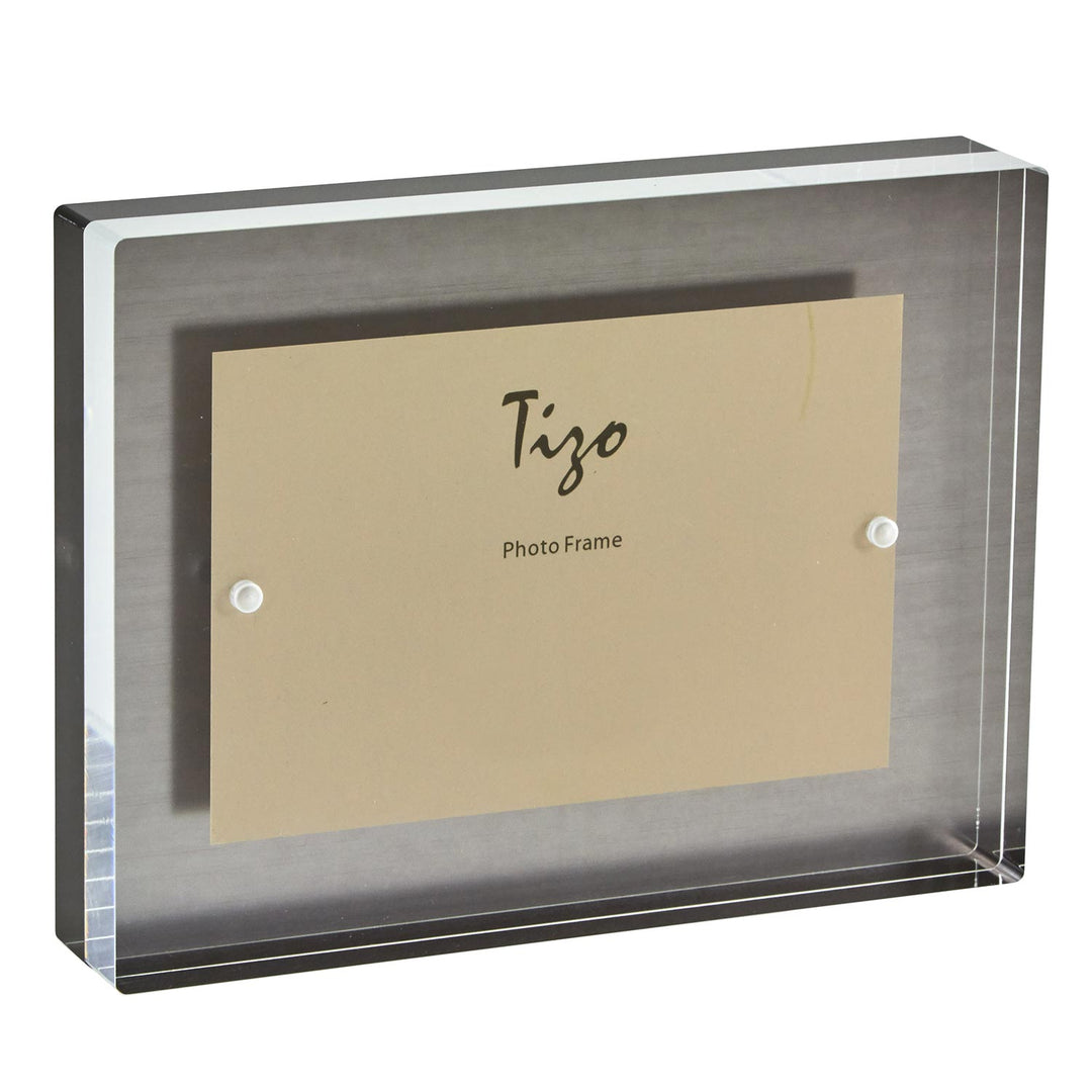 Tizo Lucite Floating Block Picture Frame (Silver)