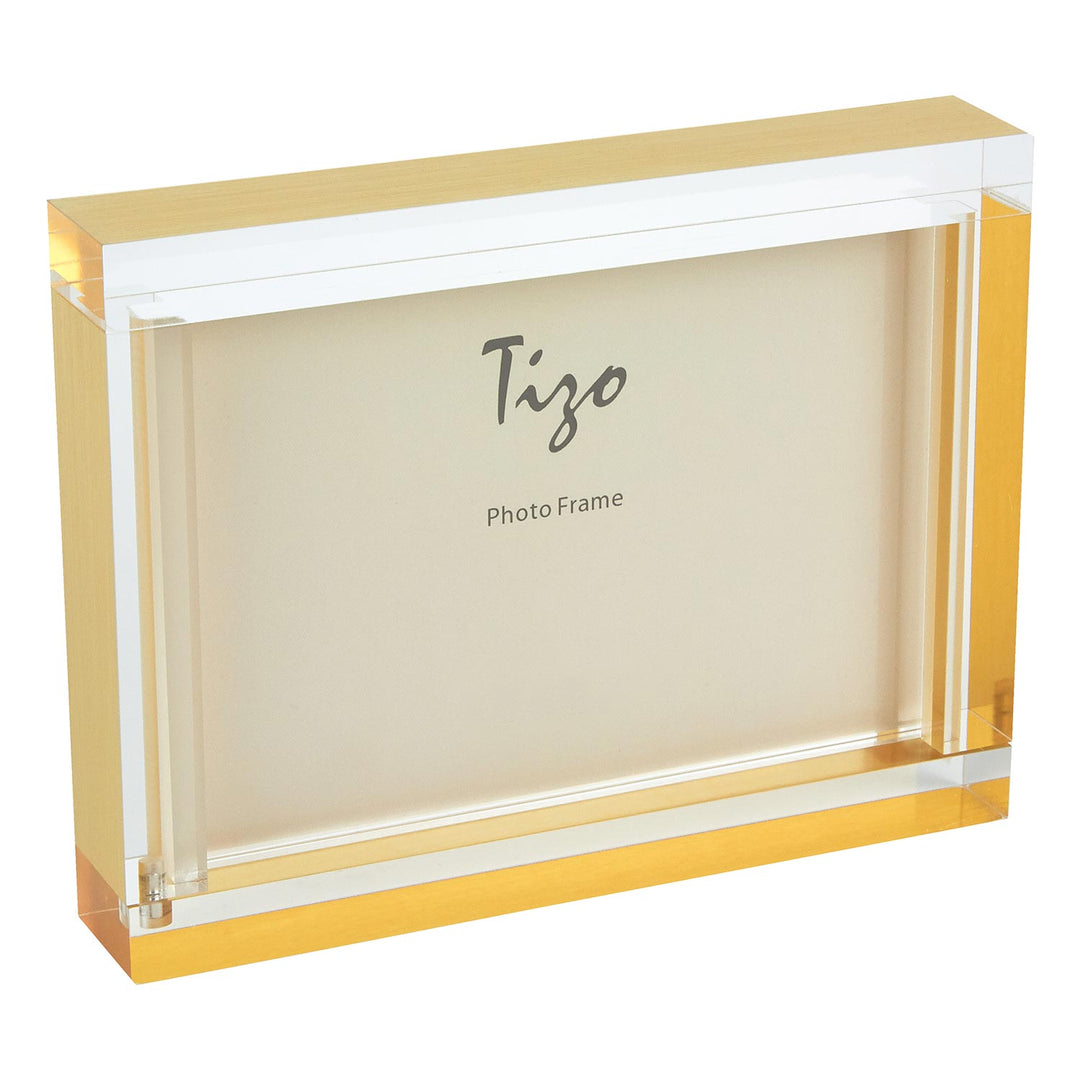 Tizo Lucite Block Picture Frame (Gold)