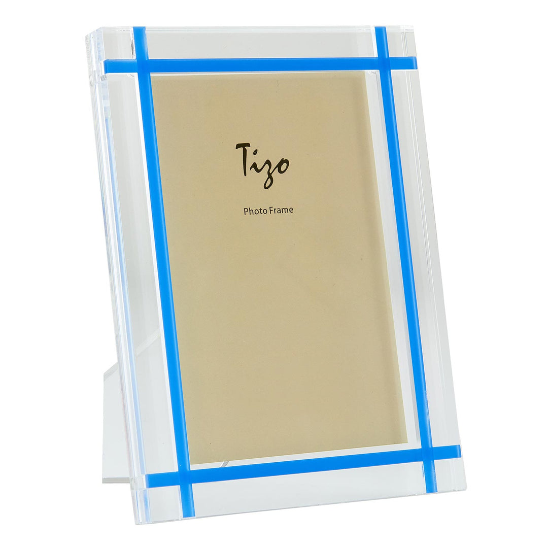 Tizo Acrylic Lucite Picture Frame (Blue Inlay Design)