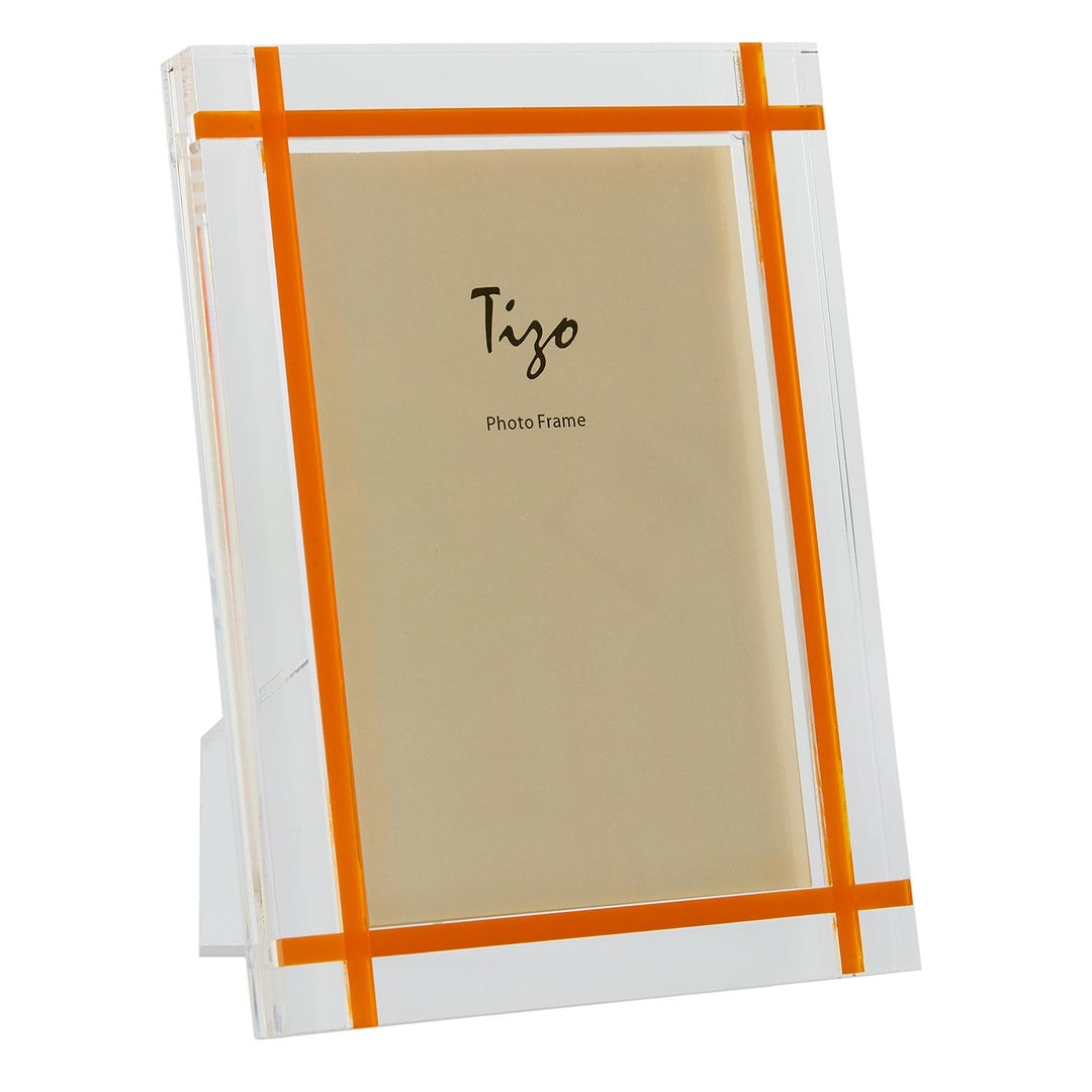 Tizo Acrylic Lucite Picture Frame (Orange Inlay Design)