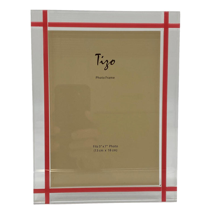 Tizo Acrylic Lucite Picture Frame (Pink Inlay Design)