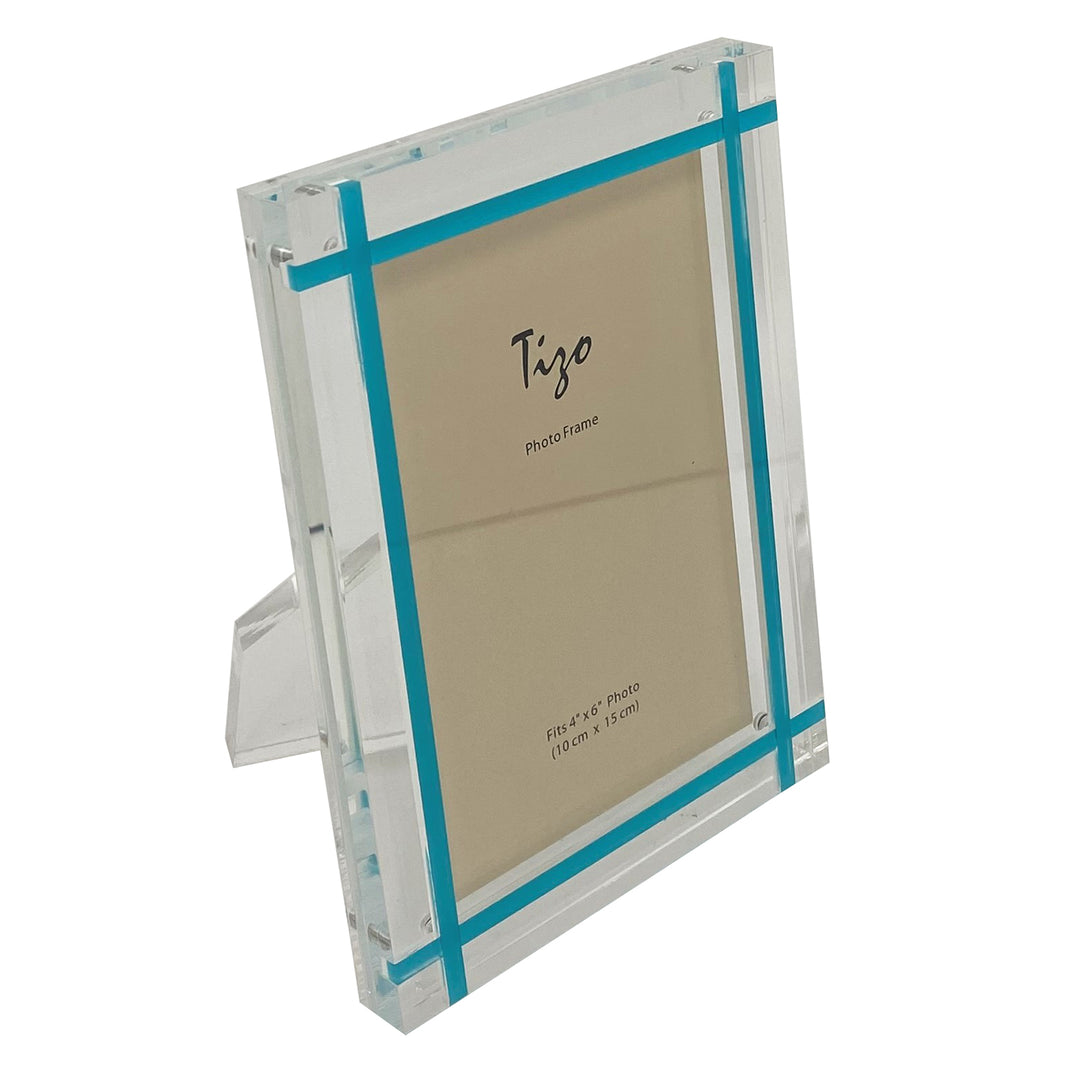 Tizo Acrylic Lucite Picture Frame (Turquoise Inlay Design)