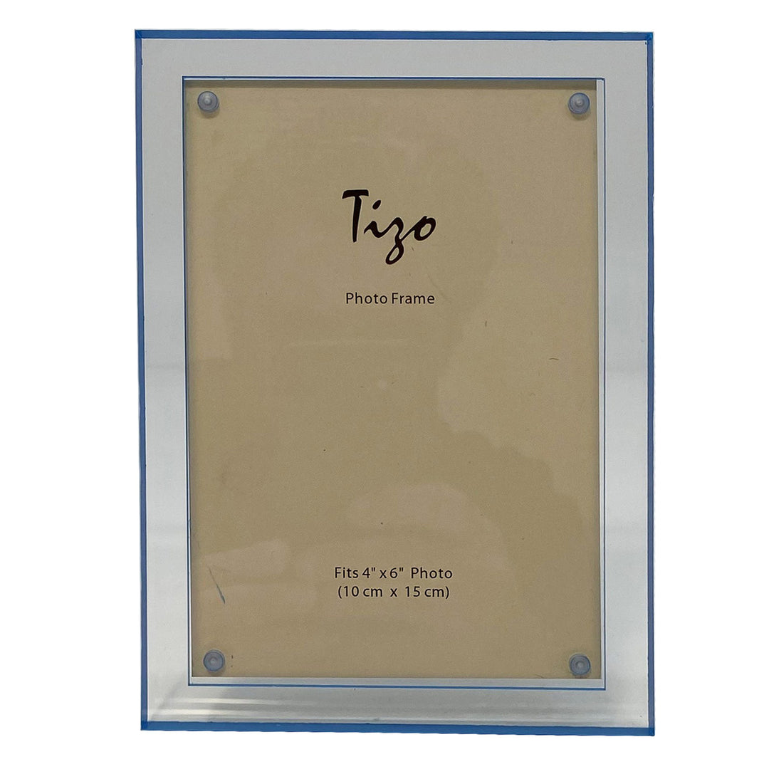 Tizo Acrylic Lucite Picture Frame (Blue Double Border)