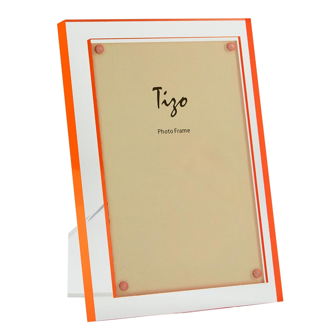 Tizo Acrylic Lucite Picture Frame (Orange Double Border)