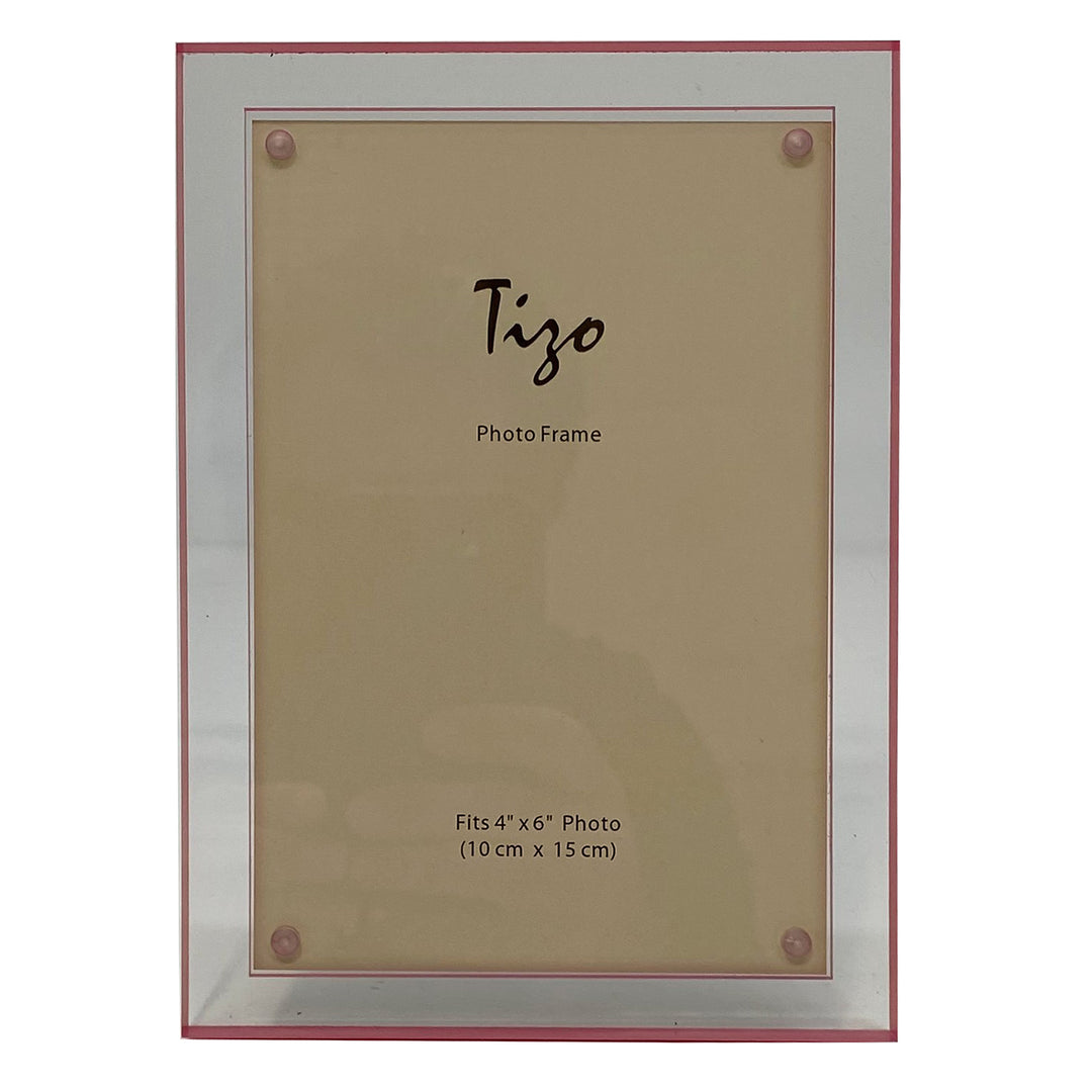 Tizo Acrylic Lucite Picture Frame (Pink Double Border)