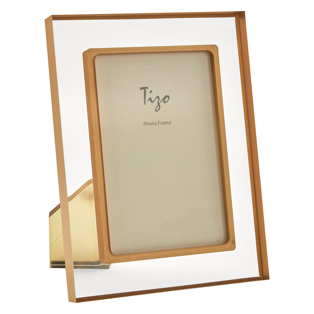 Tizo Acrylic Lucite Picture Frame (Gold Border)