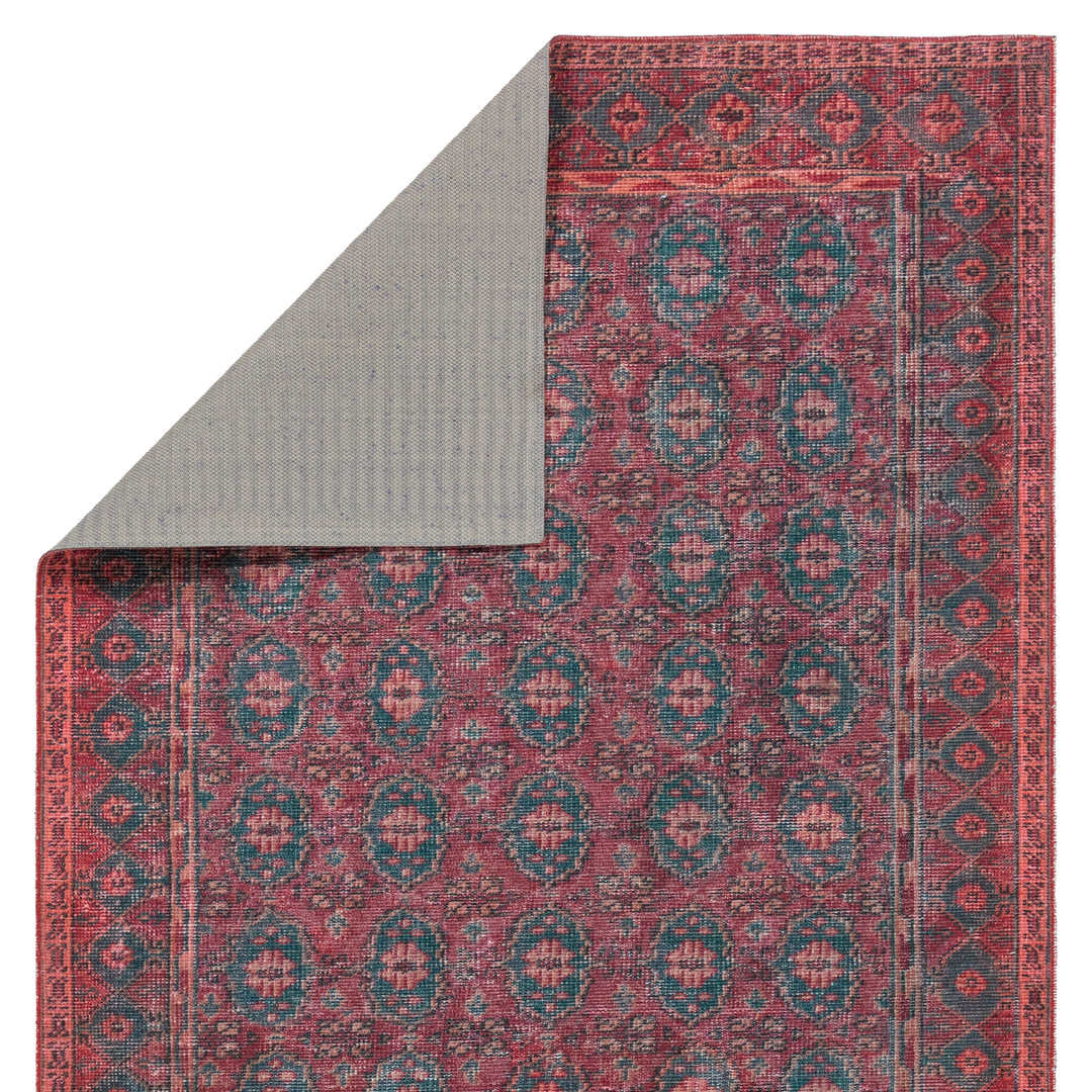 Kate Lester + Jaipur Living Kalinar Damask Dark Red/ Blue Area Rug (HARMAN HOLD - HHB01)