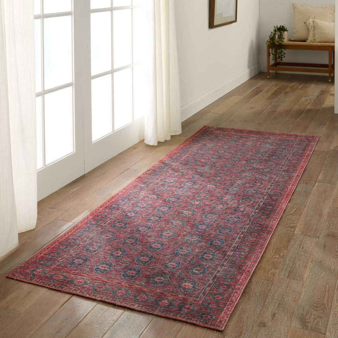 Kate Lester + Jaipur Living Kalinar Damask Dark Red/ Blue Area Rug (HARMAN HOLD - HHB01)