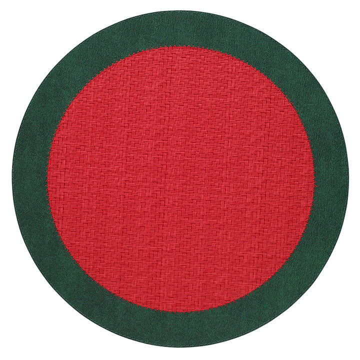 Bodrum Halo June Round Vinyl Placemats (Red/Green) Set of 4