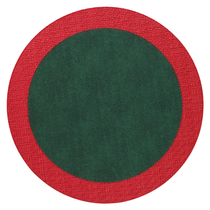 Bodrum Halo June Round Vinyl Placemats (Red/Green) Set of 4
