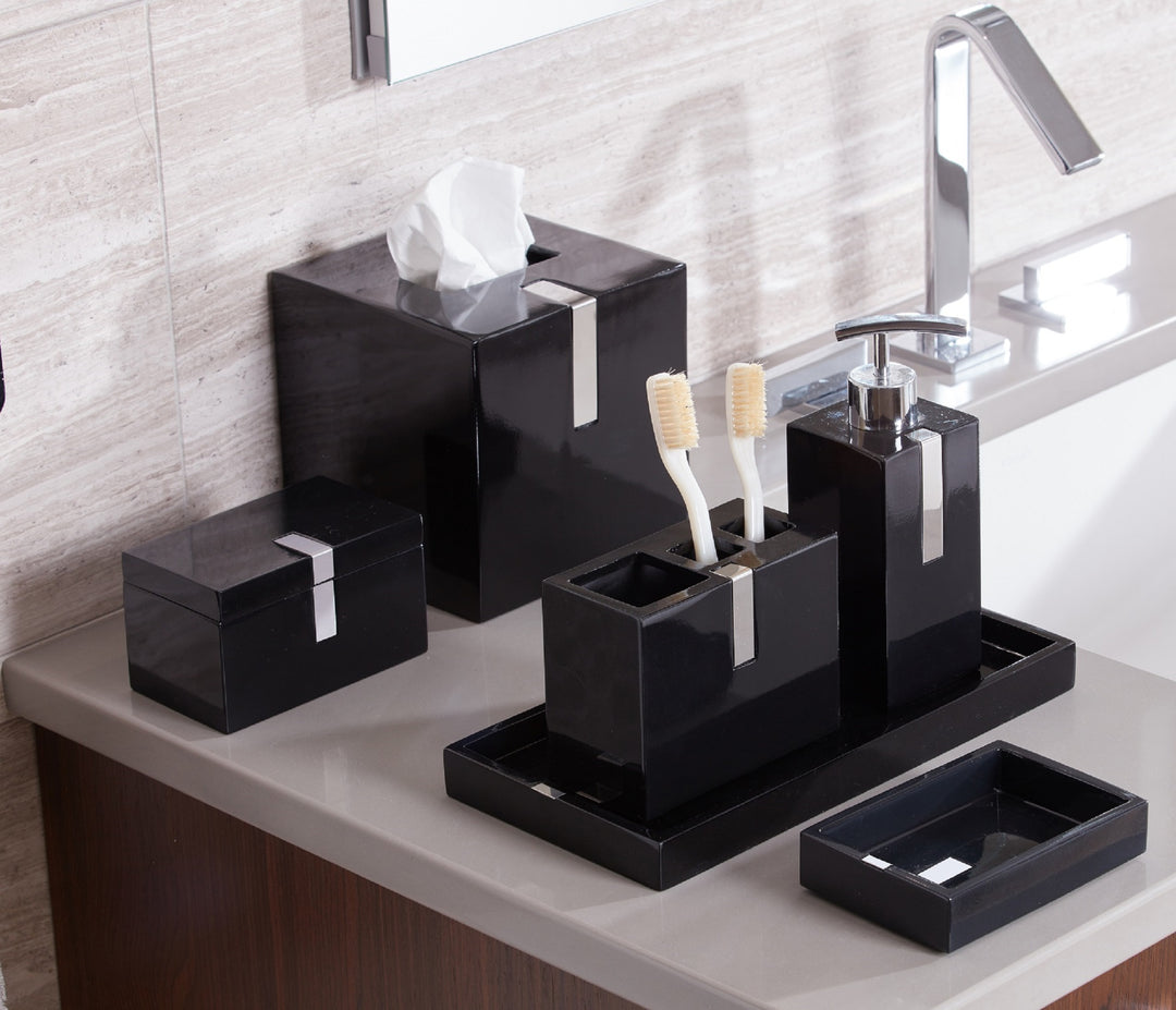 Roselli Trading Houston Street Collection Black with Steel Bathroom Accessories
