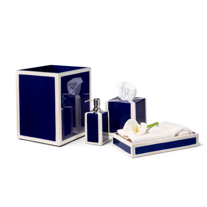 Ink Blue Natural Bone and Wood Vanity Tray - Thumbnail 2