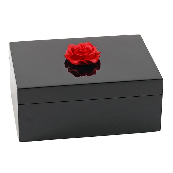 Lacquer Medium Box (Red Rose Handle Black Box)