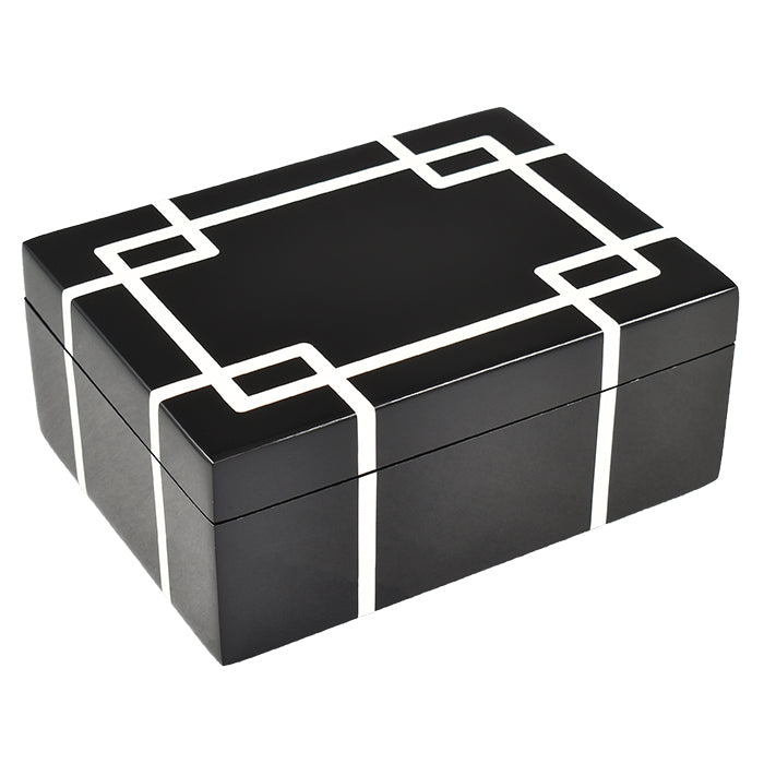 Lacquer Medium Box (Black with White Interlock)