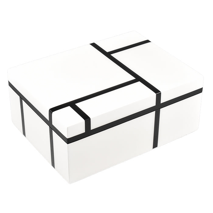 Lacquer Medium Box (White with Black Grid)