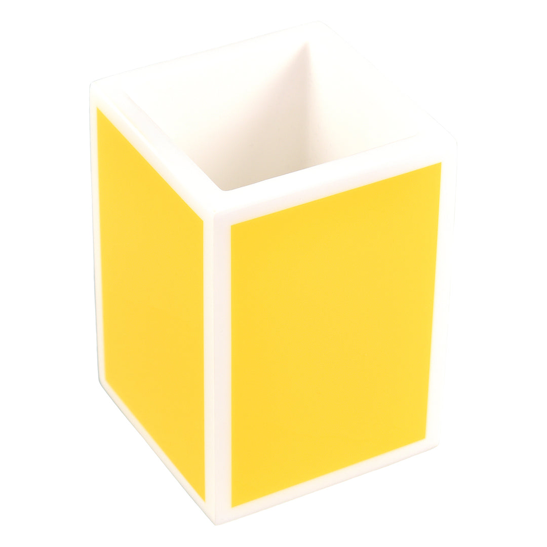 Sunshine Yellow with White Lacquer Brush Holder
