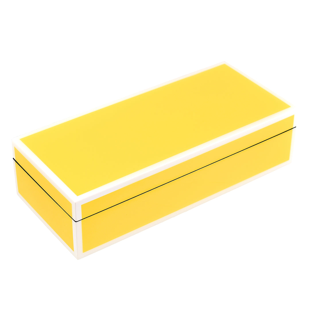 Lacquer Long Pencil Box (Sunshine Yellow with White)