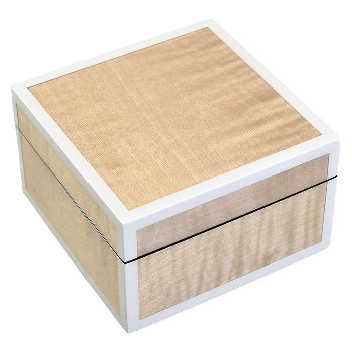Lacquer Small Square Box (Sycamore with Silver Dollar Trim)
