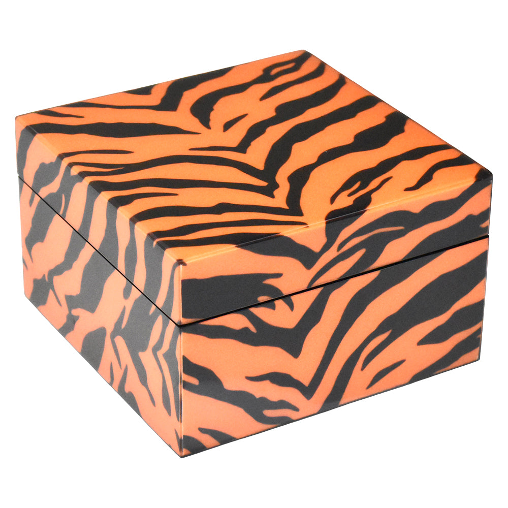 Lacquer Small Square Box (Tiger Fabric Inlay)