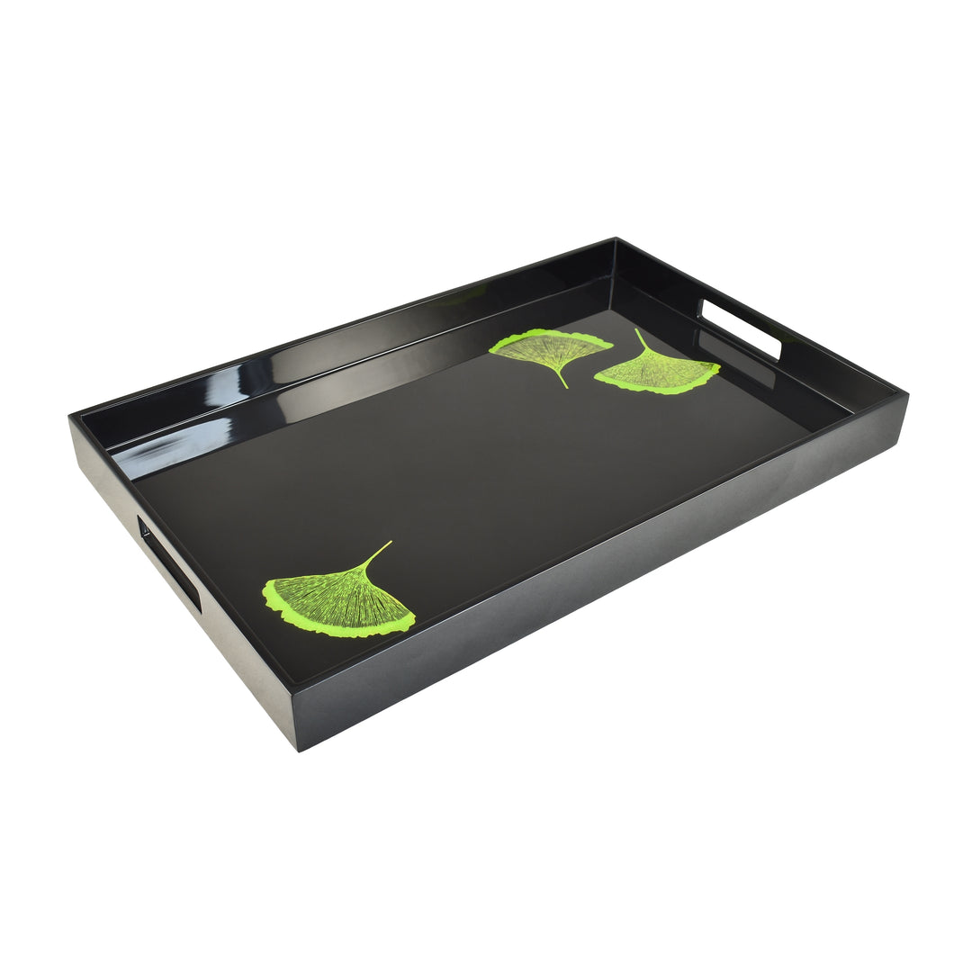 Lacquer Rectangle Tray (Ginko Leaf Design)
