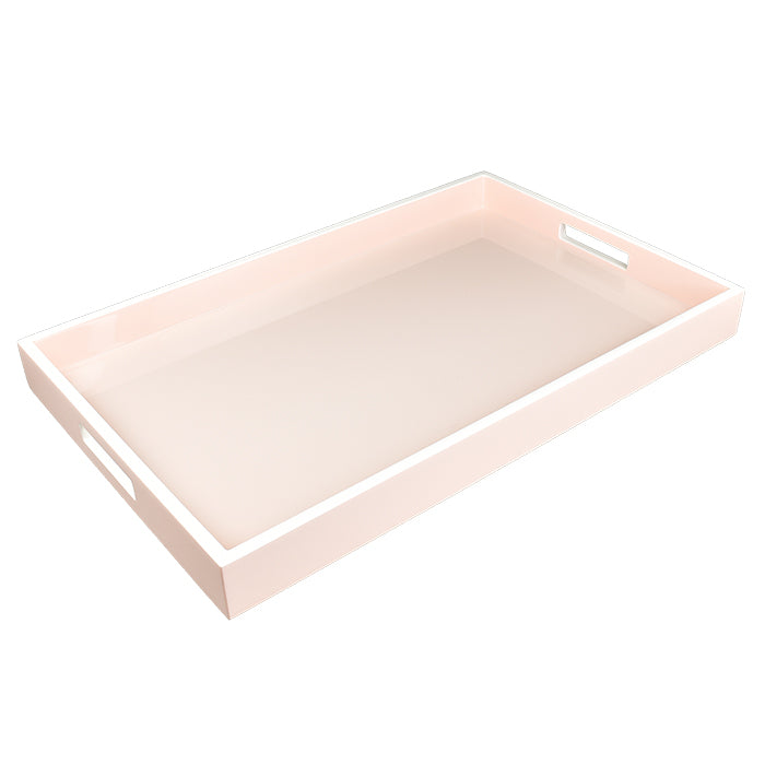 Lacquer Rectangle Tray - Paris Pink & White