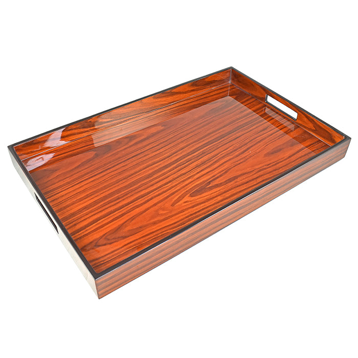 Lacquer Rectangle Tray (Rosewood with Black Trim)