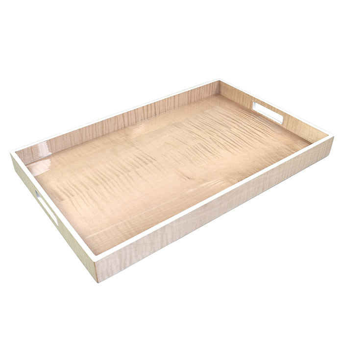 Lacquer Rectangle Tray (Sycamore with Silver Dollar Trim)