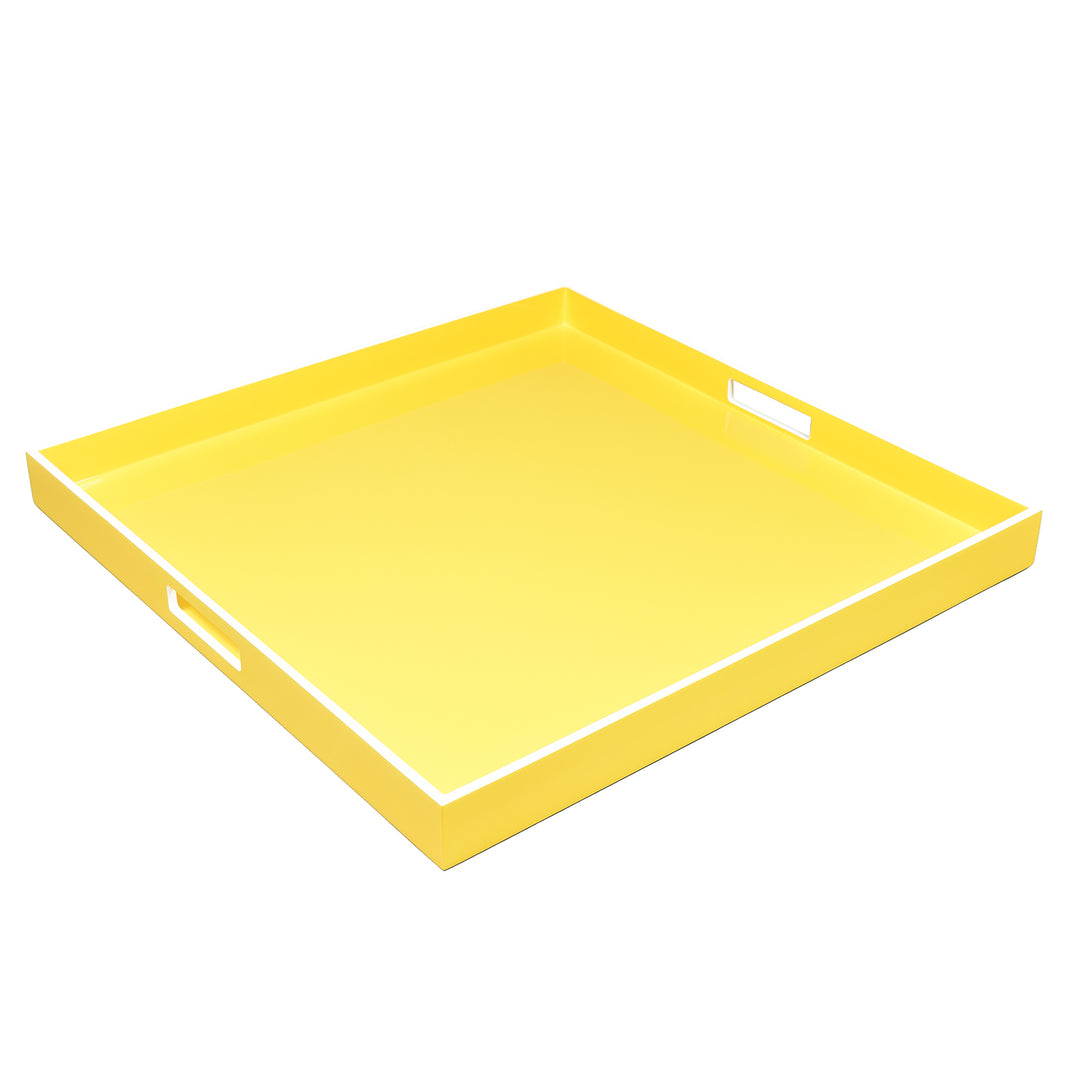 Lacquer Large Square Tray (Sunshine Yellow with White)