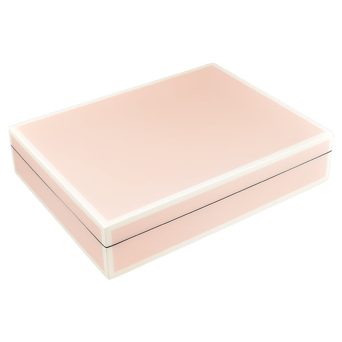Lacquer Long Stationery Box (Paris Pink & White)