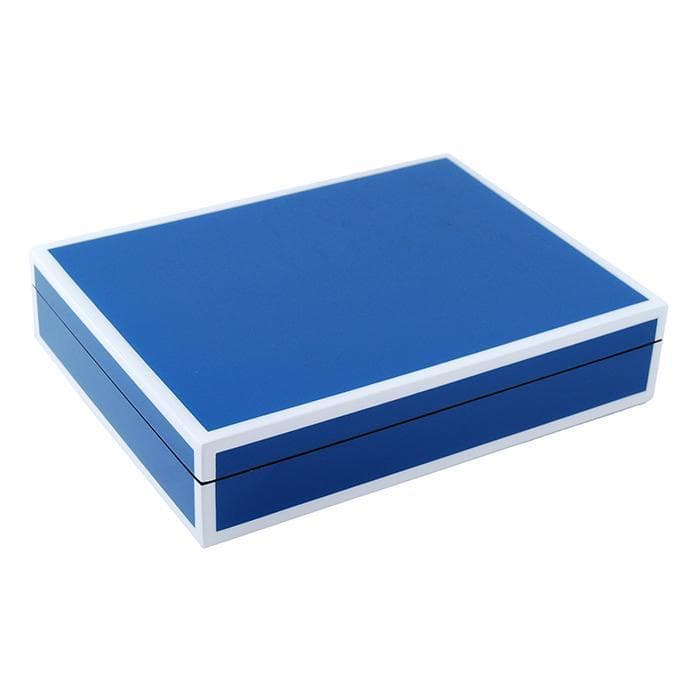 Lacquer Long Stationery Box (True Blue & White)