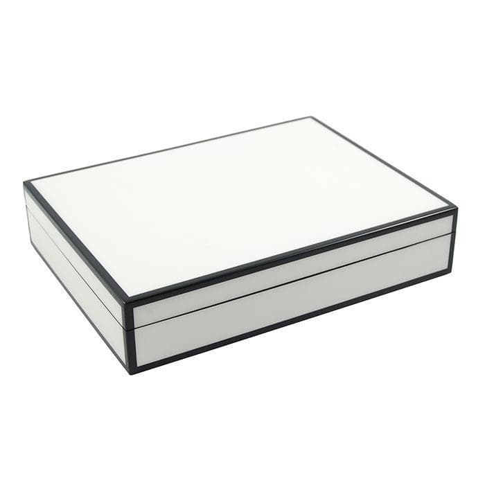 Lacquer Long Stationery Box (White & Black)