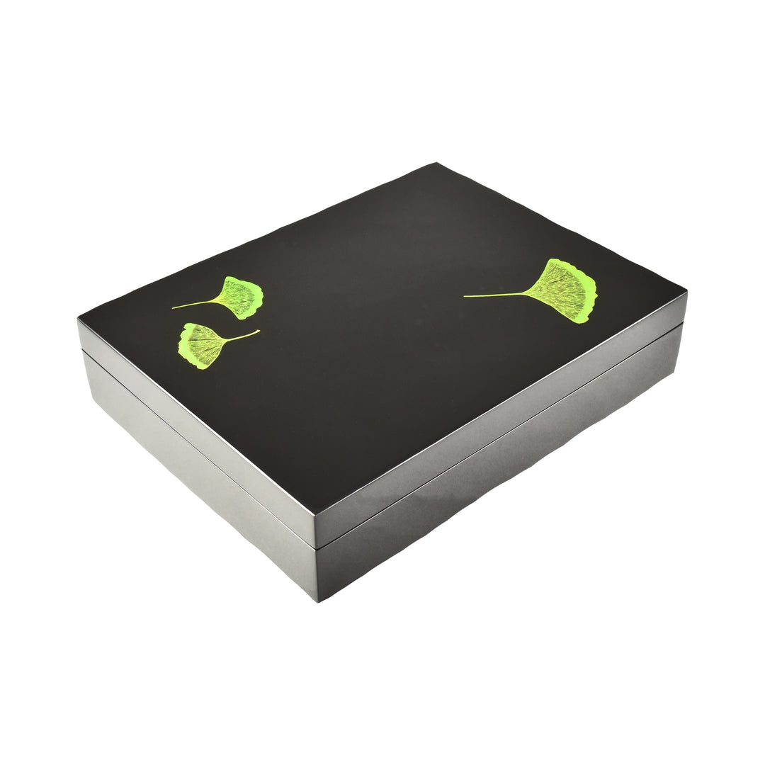 Lacquer Long Stationery Box (Ginko Leaf Design)