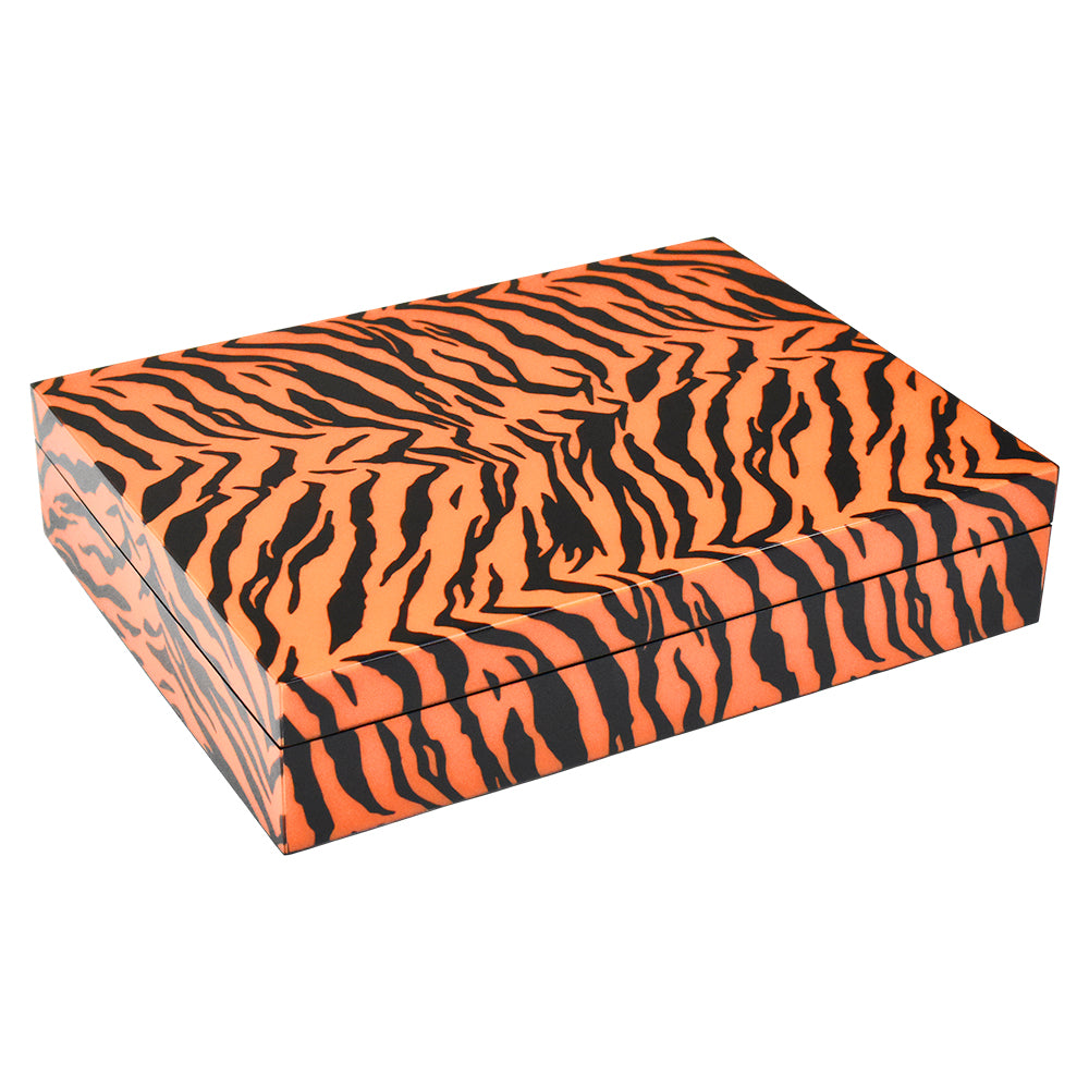 Lacquer Long Stationery Box (Tiger Fabric Inlay)