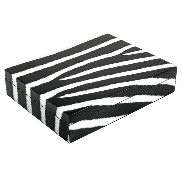 Lacquer Long Stationery Box (Zebra)