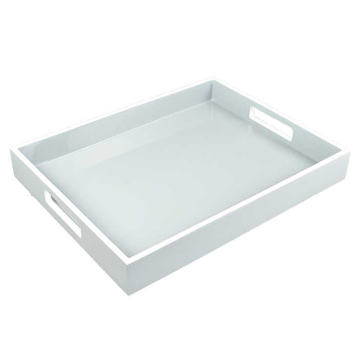Lacquer Small Rectangle Tray - Cool Blue & White