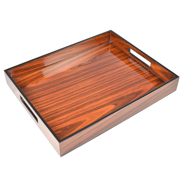 Lacquer Small Rectangle Tray (Rosewood with Black Trim)