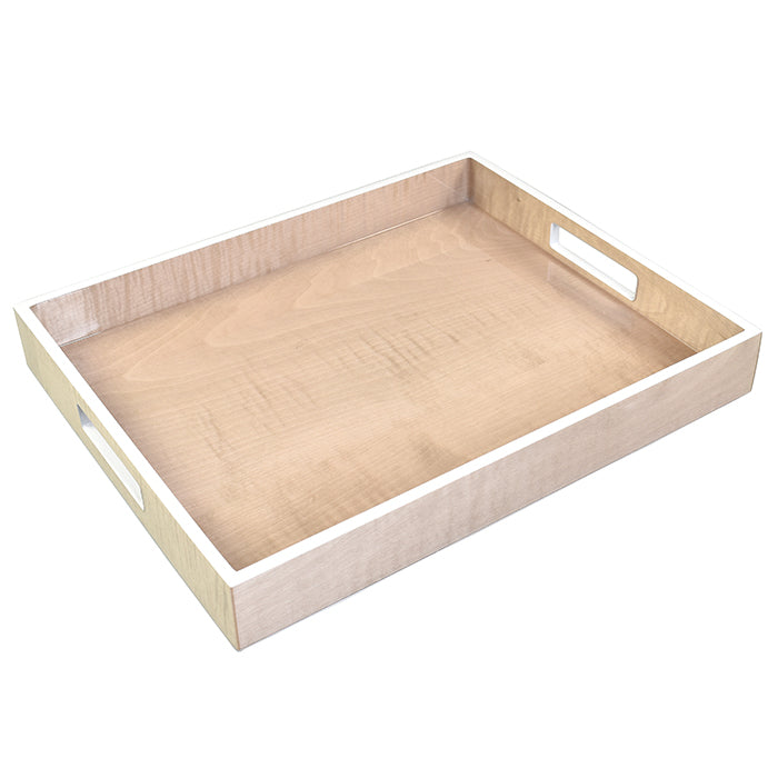 Lacquer Small Rectangle Tray (Sycamore with Silver Dollar Trim)