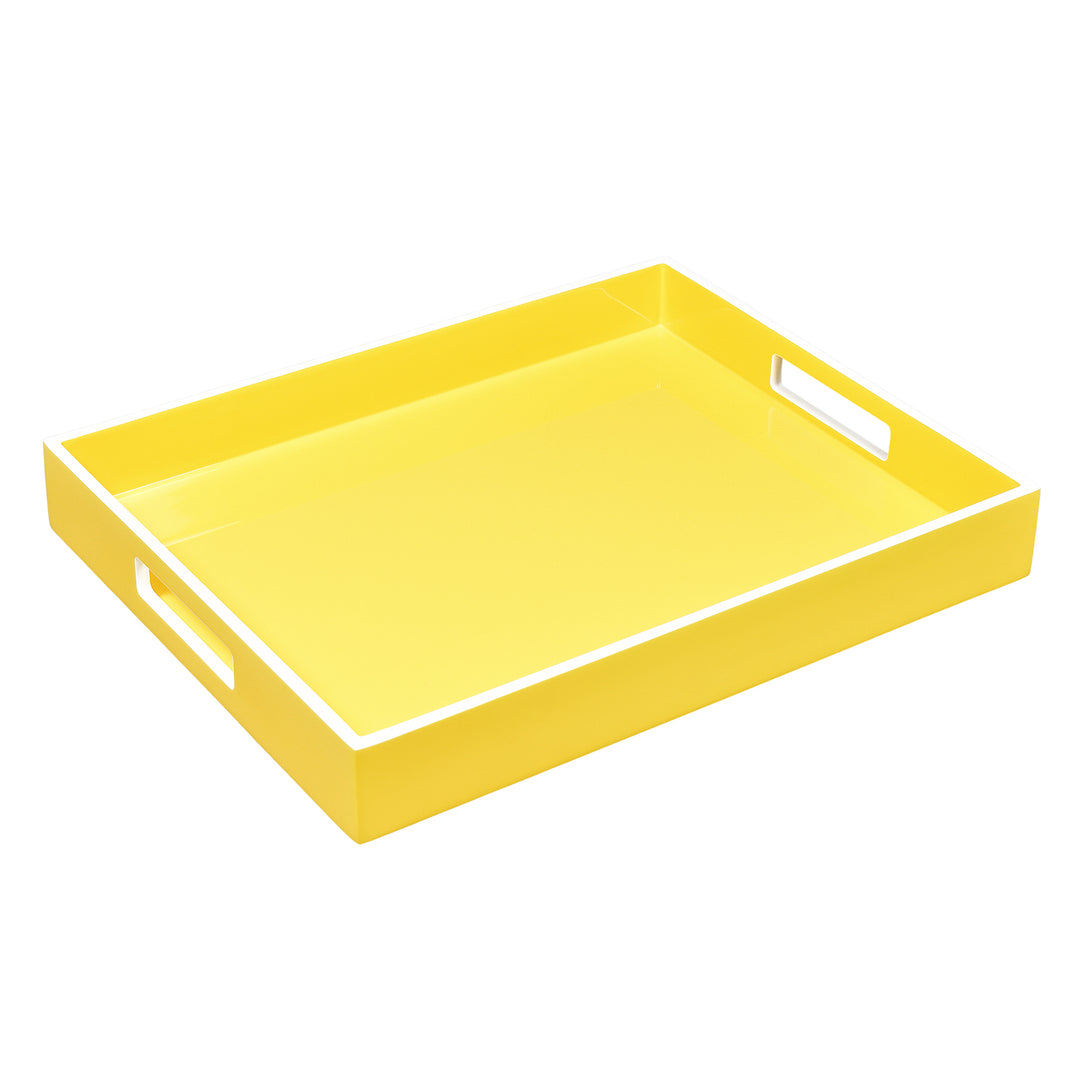 Lacquer Small Rectangle Tray (Sunshine Yellow with White)