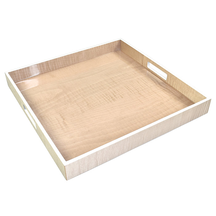 Lacquer Square Tray (Sycamore with Silver Dollar Trim)