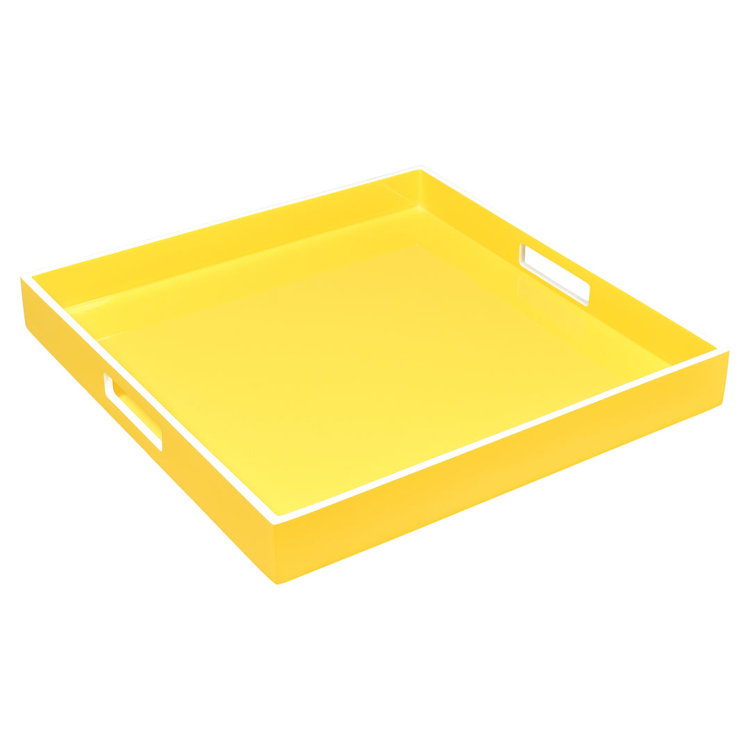 Lacquer Square Tray (Sunshine Yellow with White)