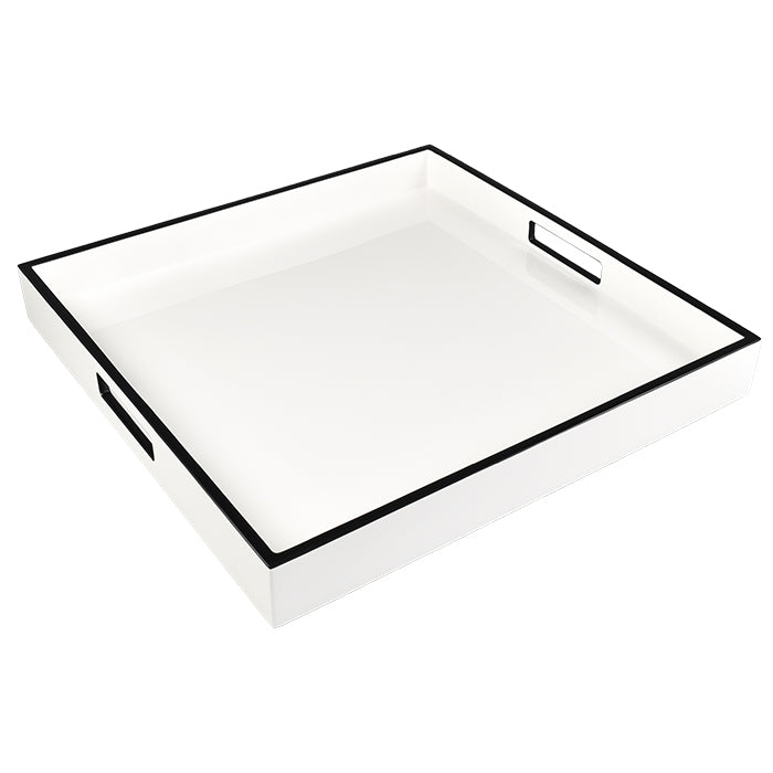 Lacquer Square Tray (White with Black Trim)