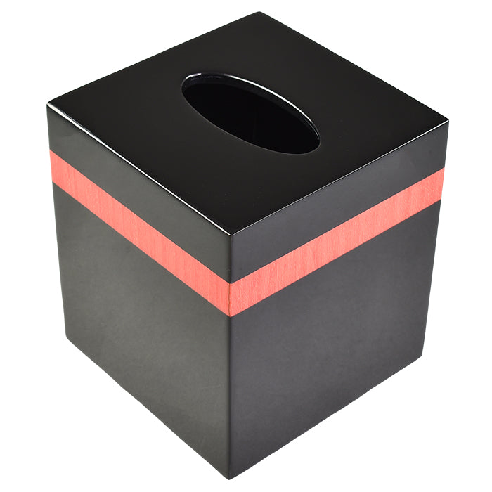 Red Tulipwood Band with Black Lacquer Tissue Box