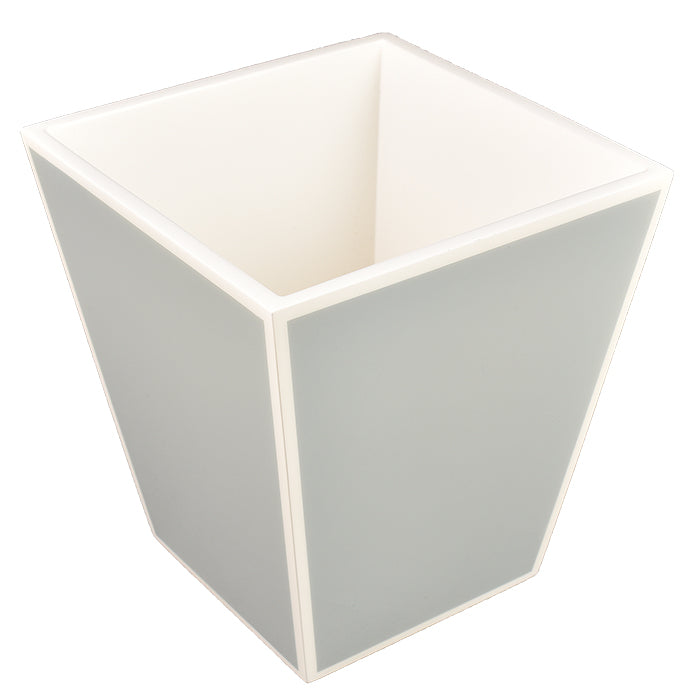 Cool Gray & White Lacquer Waste Basket