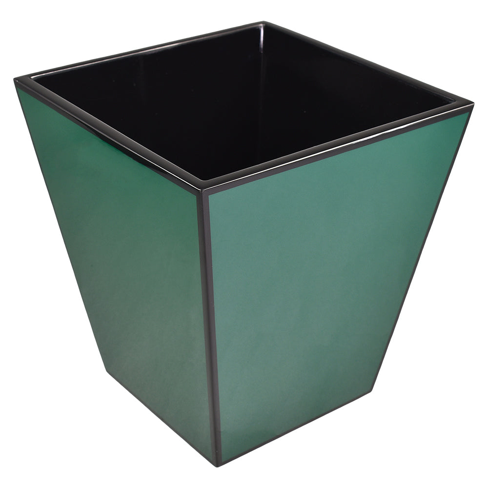 Forest Green with Black Lacquer Waste Basket