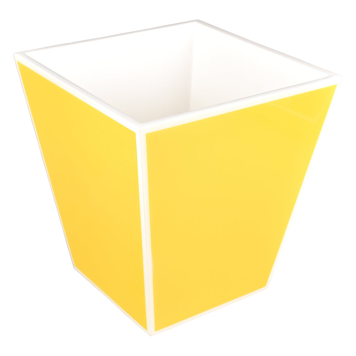 Sunshine Yellow with White Lacquer Waste Basket