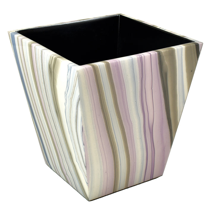 Lavender with Black Lacquer Waste Basket