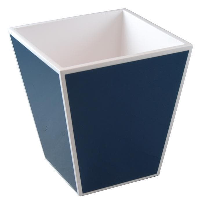 Navy Blue with White Lacquer Waste Basket