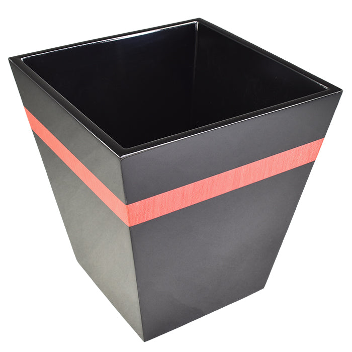 Red Tulipwood Band with Black Lacquer Waste Basket