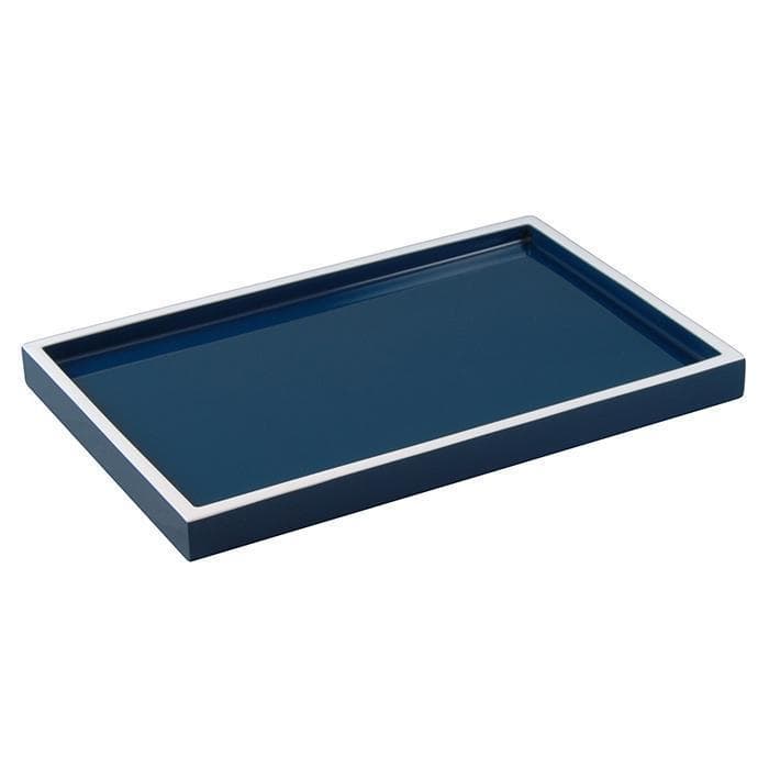 Navy Blue with White Lacquer Vanity Tray